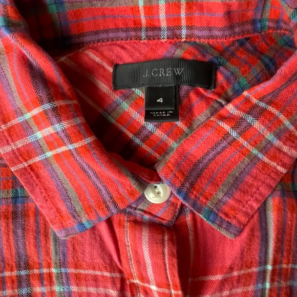 J.CREW Red Plaid Button Down - Picture 3 of 4